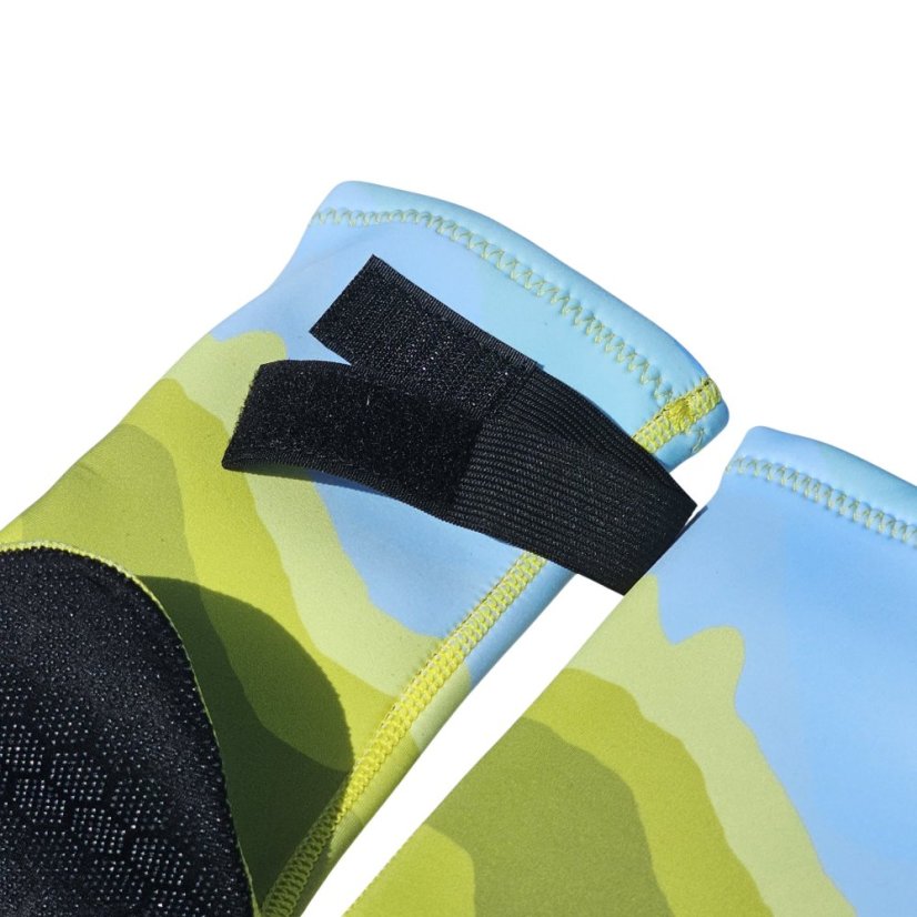 BejkRoll - neoprene socks - yellow blue - elastic strap for tightening - detail