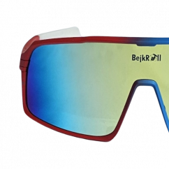Sunglasses BejkRoll Champion REVO + EVA Box - Czech flag colors - golden-blue mirror - front 1/2