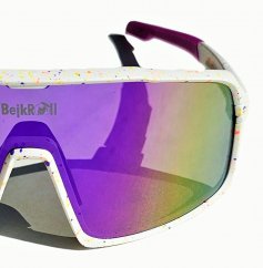 Brýle BejkRoll Champion REVO + EVA Box - bílé s barevnými tečkami - fialové/žluté zrcadlo - předek1/2