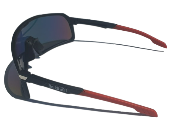 Brýle BejkRoll Champion REVO + EVA Box - černé/červené - fialové/zelené zrcadlo - strana