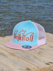 Snap Trucker Pink-Turquise cap BejkRoll - Wave logo