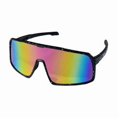 Sunglasses BejkRoll Champion REVO + EVA Box - black with color dots - pink/yellow mirror