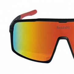 Sunglasses BejkRoll Champion REVO + EVA Box - black/red - orange/green mirror - front 1/2
