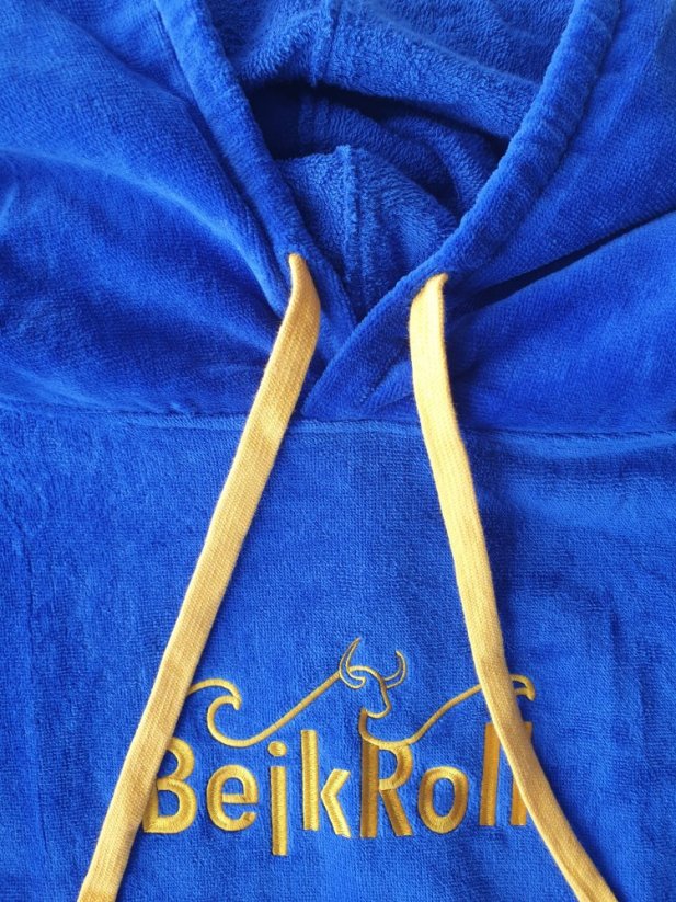 Surf Poncho BejkRoll WAVE MASTER - royal blue - V folding hoodie - detail