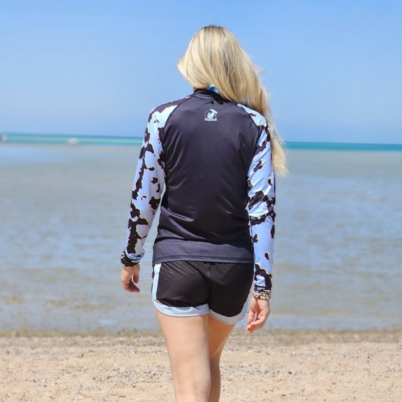 Shorts - OUTLINE - Damen hellblau / schwarz - Partnerdesign