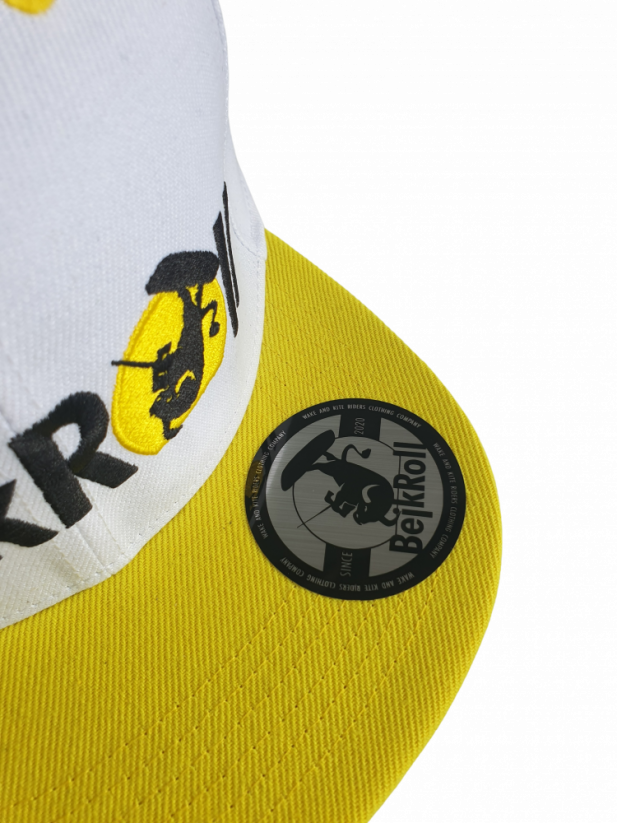 SnapWhite-Yellow kšiltovka BejkRoll - Rovné logo - předek sticker