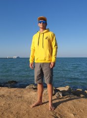 BEJK VELVET - Velvet sweatshirt with hood BejkRoll - yellow - size L