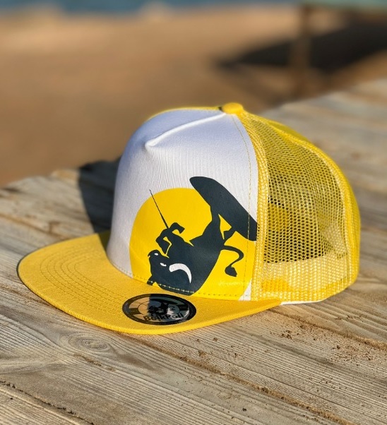 Snap Trucker Yellow-White cap BejkRoll - Rounded logo