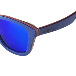 Sluneční brýle BejkRoll AGENT BLUE - modré zdcadlo - skládané javorové dřevo detail
