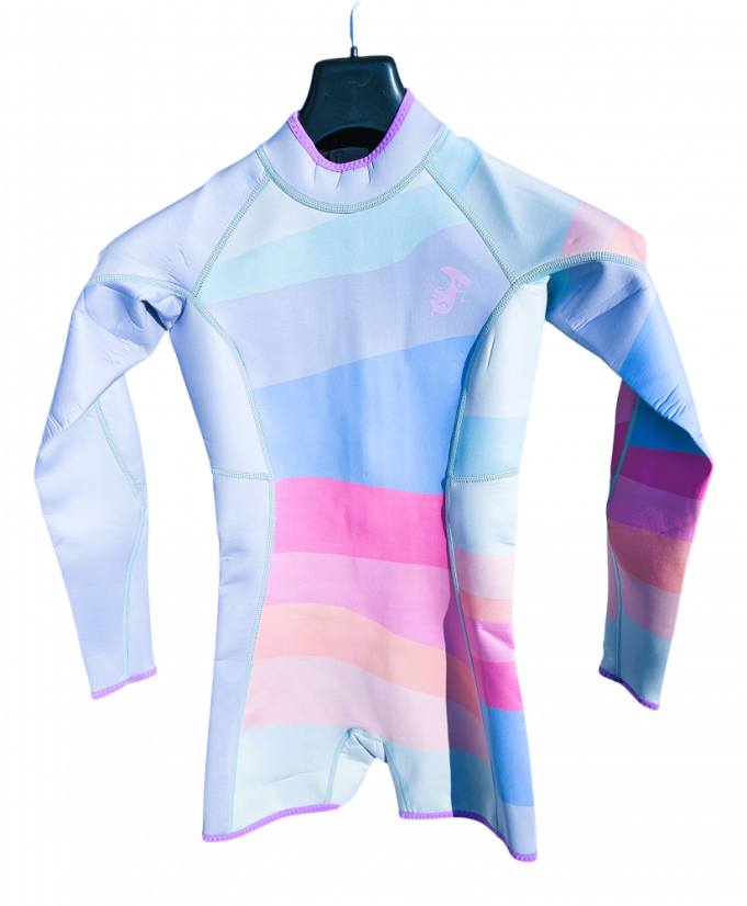 Ladies wetsuit BejkRoll Pastel Rainbow - detail - complete front side
