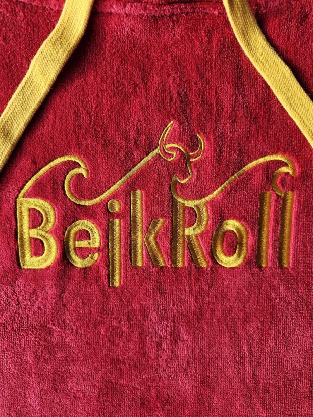 Surf Pončo BejkRoll WAVE MASTER - melounová červená - přední logo2