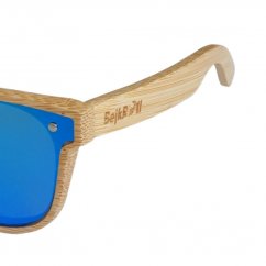 Sunglasses BejkRoll TALENT - Blue mirror - logo detail on bamboo leg