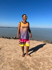 Sports functional kiteboarding Tank Top BejkRoll orange lila - front