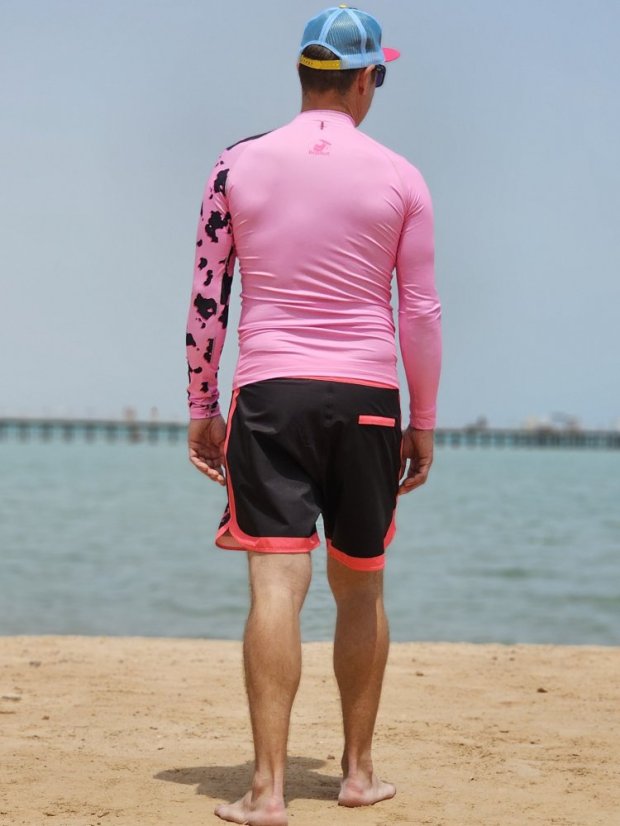 Šorty BejkRoll - OUTLINE 3/4 - růžové černé a růžová lycra - unisex - zadek