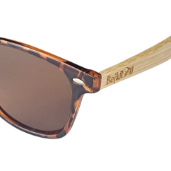 Sluneční brýle BejkRoll YOUNG GUNS - leopard - hnědé sklo - logo detail na bambusové nožičce