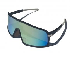 Sunglasses BejkRoll Champion REVO + EVA Box - black/white - green/blue mirror - front