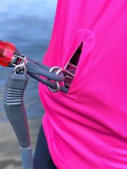 Sports functional kiteboarding Tank Top BejkRoll pink yellow - in water with bar detail