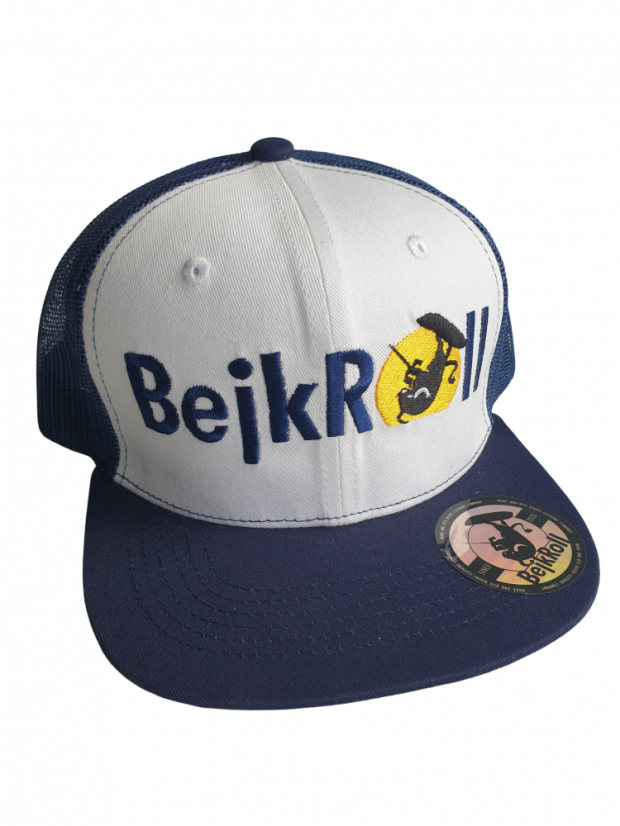 Snap Trucker White-Navy kšiltovka BejkRoll - Rovné logo - předek
