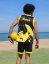 Camiseta deportiva BejkRoll negra amarilla/logotipo excéntrico - con texto propio - Color: negro/amarillo, Talla: S