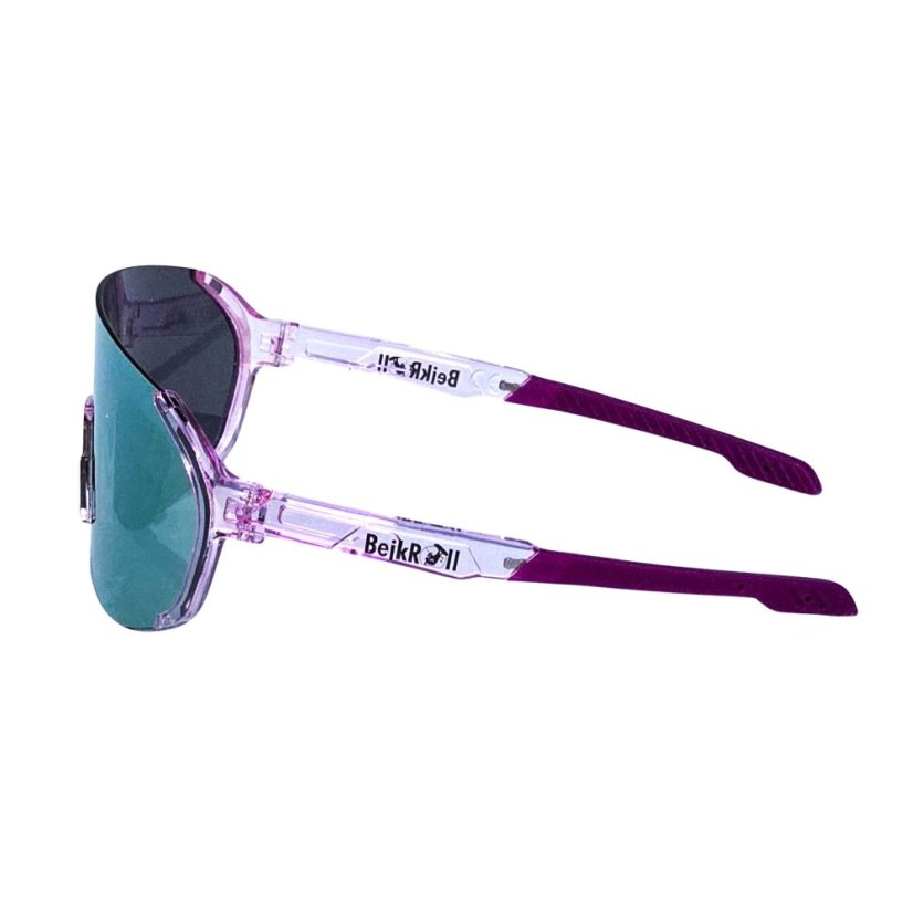 Sunglasses BejkRoll Champion REVO + EVA Box - rimless transparent light purple - purple mirror - side