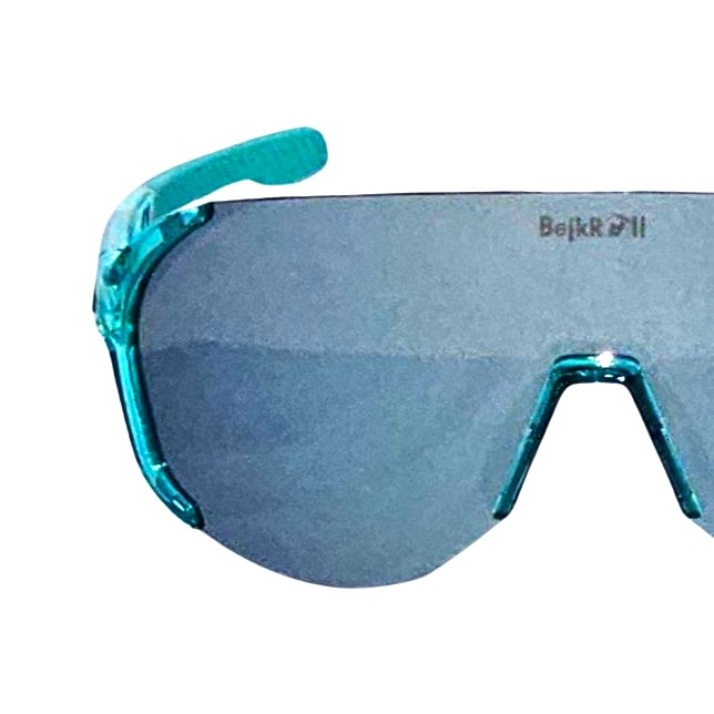 Sunglasses BejkRoll Champion REVO + EVA Box - rimless transparent light green - silver mirror - front1/2