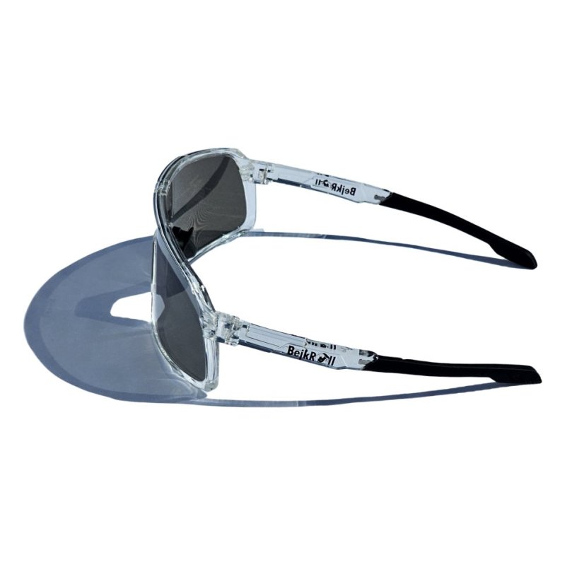 Sunglasses BejkRoll Champion REVO + EVA Box - transparent grey - silver mirror - side