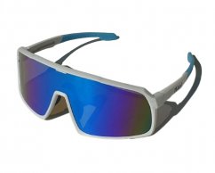 Sunglasses BejkRoll Champion REVO + EVA Box - white/blue - ice blue mirror - front