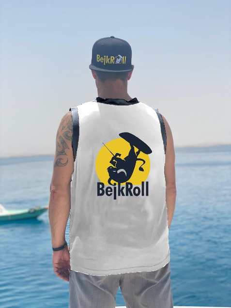 Koszulka sportowa BejkRoll biało/czarna - Velikost: L