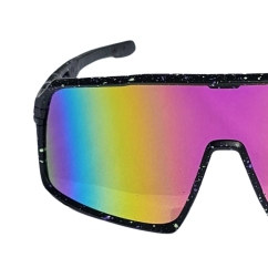 CHAMPION REVO + EVA BOX - czarny w kolorowe kropki - różowe/żółte lustro