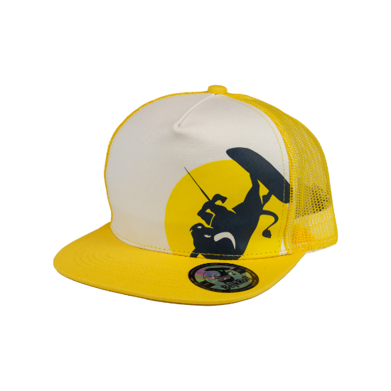 Snap Trucker Yellow-White kšiltovka BejkRoll - Kulaté logo - strana