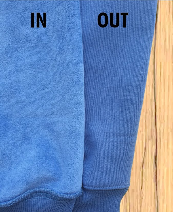 BEJK VELVET – Samt-Sweatshirt mit Kapuze mit Reißverschluss – Raglan - Farbe: blau/weiß, Größe: S