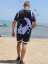 Camiseta de kitesurf BejkRoll negro azul/logotipo excéntrico (con orificio para gancho de trapecio) - Color: negro/azul, Talla: S