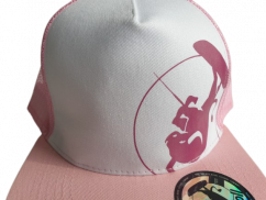 Snap Trucker Pink cap BejkRoll - Rounded logo - front detail logo