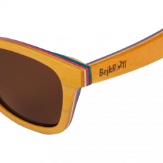 Sunglasses BejkRoll AGENT ORANGE - black mirror - skateboard maple wood detail