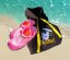 Surf Pončo BejkRoll černá a boty do vody - růžové