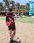 Camiseta de kitesurf BejkRoll negro rosa/logotipo excéntrico (con orificio para gancho de trapecio) - con tu propio texto - Color: negro/rosa, Talla: S