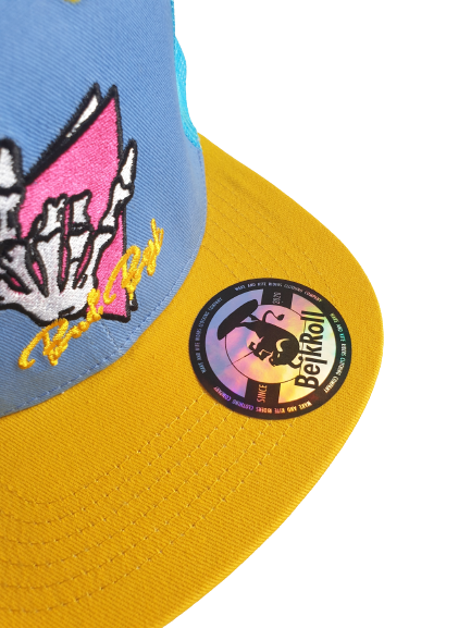 Snap Trucker Amarillo/Azul claro - Logo triangular