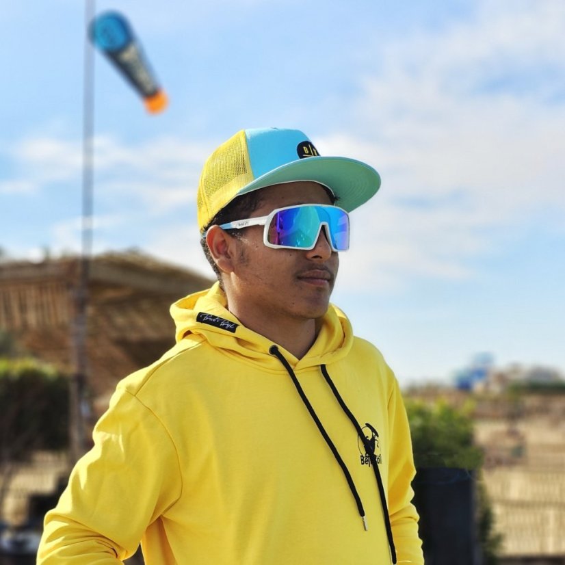 Brýle BejkRoll Champion REVO + EVA Box - bílo/modré - ledově modré zrcadlo - na kite základně