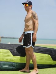 Board Shorts BejkRoll - OUTLINE 3/4 - light blue black - unisex - by the kite - side