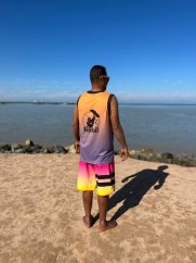 Sports functional kiteboarding Tank Top BejkRoll orange lila - back