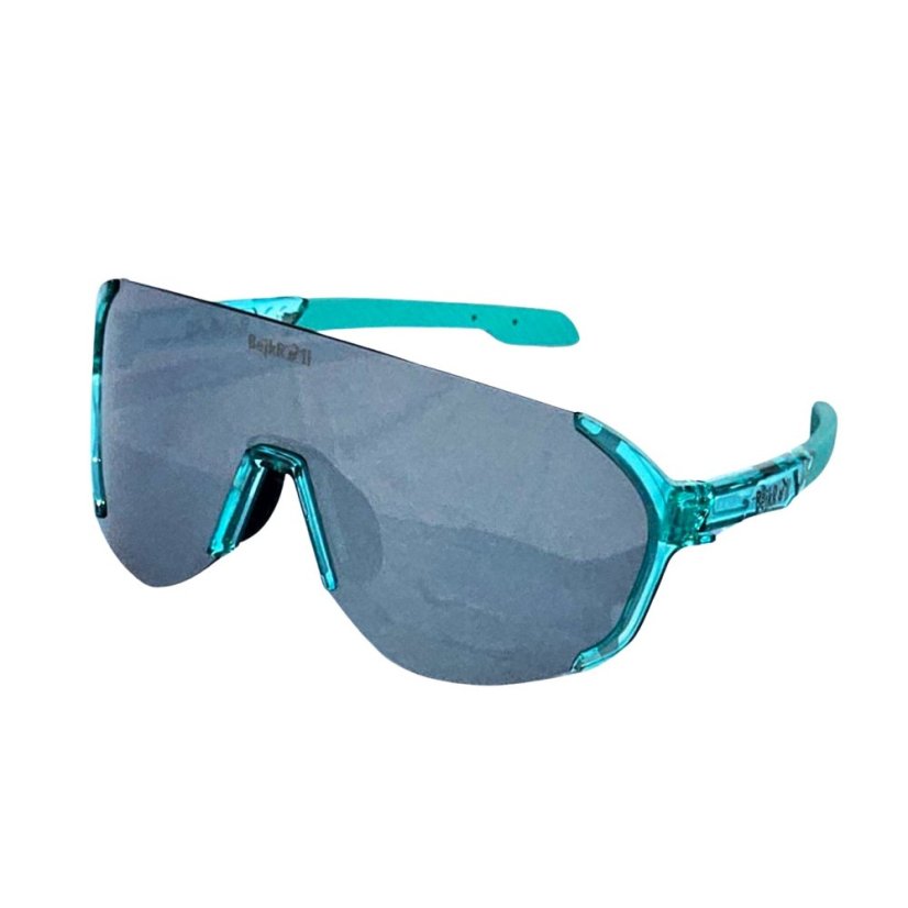 Sunglasses BejkRoll Champion REVO + EVA Box - rimless transparent light green - silver mirror