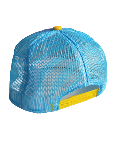 Snap Trucker Yellow-Light Blue cap BejkRoll - Triangl logo - rear buckle