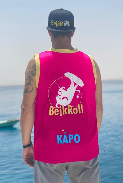 Sportovní funkční dres pro kiteboarding BejkRoll růžovo žlutý - personalizovaný - zadek