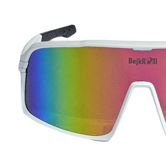 Brýle BejkRoll Champion REVO + EVA Box - bílé/černé - růžové/žluté zrcadlo - předek1/2