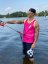 Sports functional kiteboarding Tank Top BejkRoll pink yellow - in water with bar