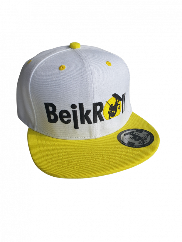 SNAP BLANCO/AMARILLO - Logotipo recto (Yupoong SnapBack)