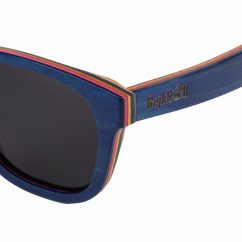 Sunglasses BejkRoll AGENT BLUE - black mirror - skateboard maple wood detail