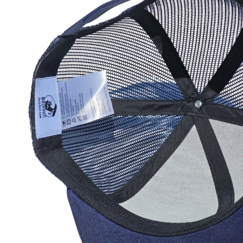 Gorra de camionero Snap azul marino/plateada, logotipo WAVE recto en el centro