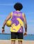 Camiseta deportiva BejkRoll morado amarillo/logotipo excéntrico - con texto propio - Color: morado/amarillo, Talla: S