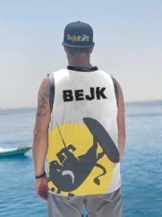Sportovní funkční dres BejkRoll bílý/logo excenter - personalizovaný - zadek